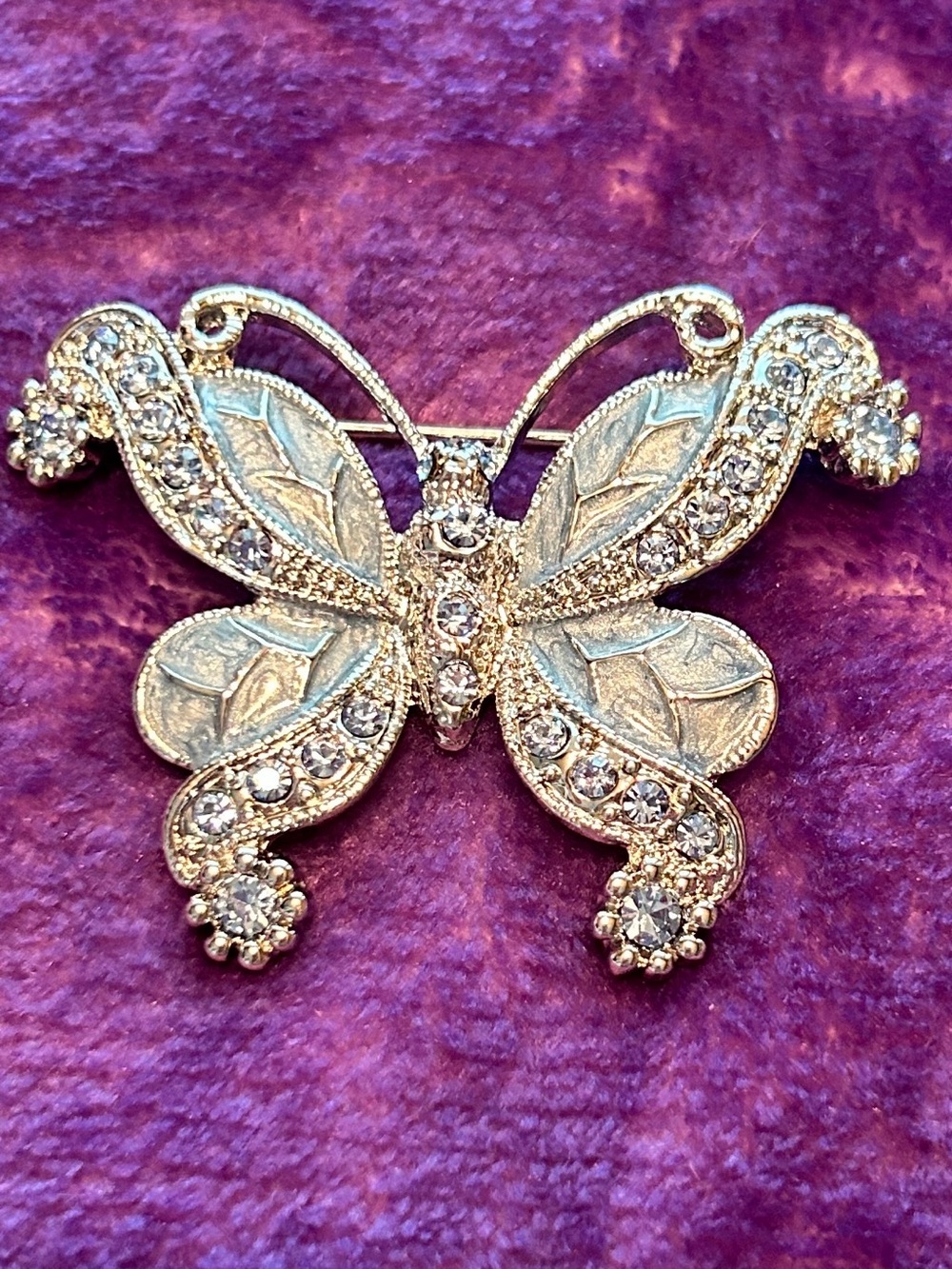 Silver-Tone Baby Blue Crystal Butterfly Brooch - Elegant Women’s Jewelry